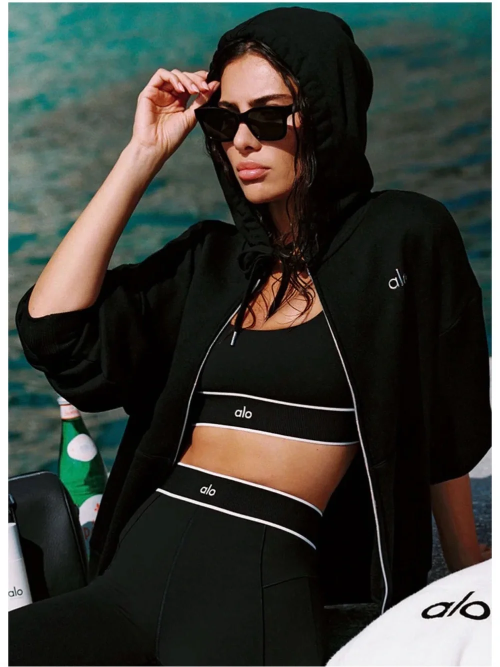 ALO Accolade Black Full-Zip Hoodie (size M/8-10)